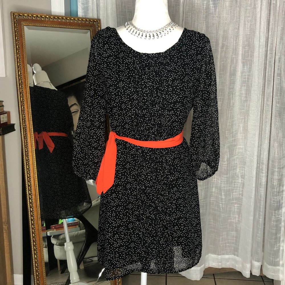 Cute black dot dress w/ tie by Emmelee